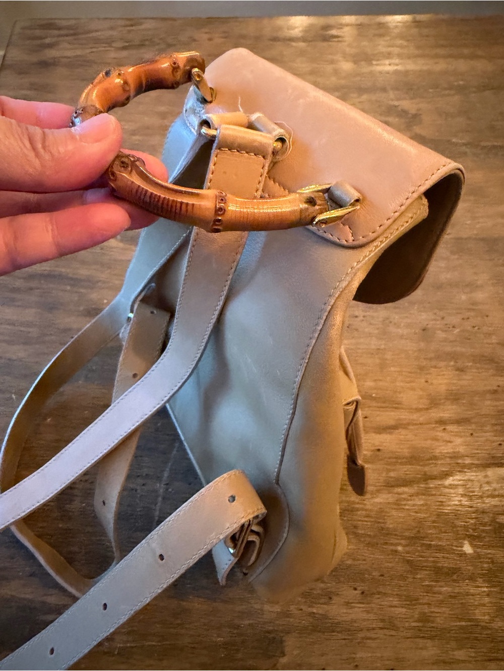 Vintage Gucci Bamboo Mini Drawstring Backpack - Picture 11 of 16
